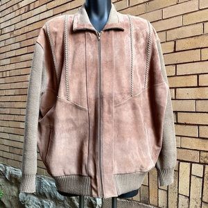 Vintage 80s Boulevard for Big Man by Block Leather & Knit Bomber Jacket Size 2X